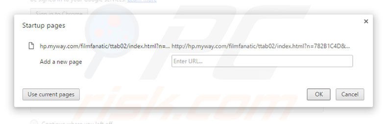 Removing hp.myway.com from Google Chrome homepage