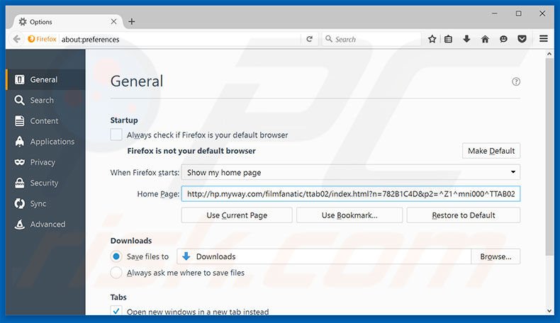 Removing hp.myway.com from Mozilla Firefox homepage