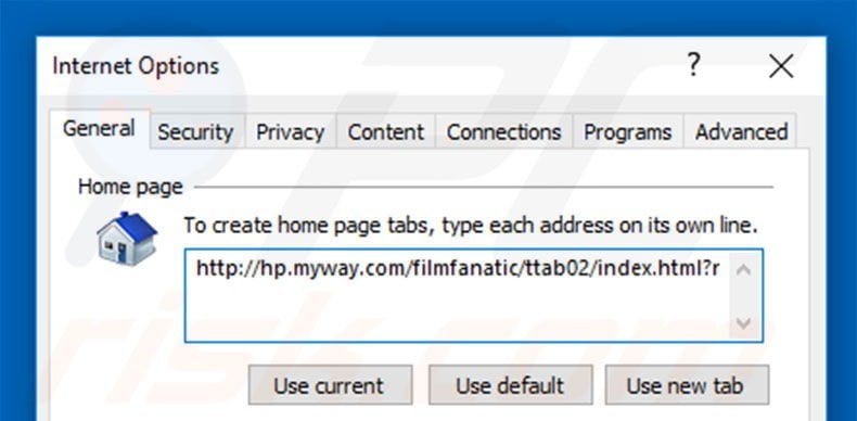 Removing hp.myway.com from Internet Explorer homepage