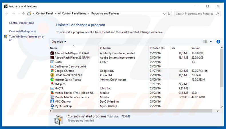 GamesLava adware uninstall via Control Panel