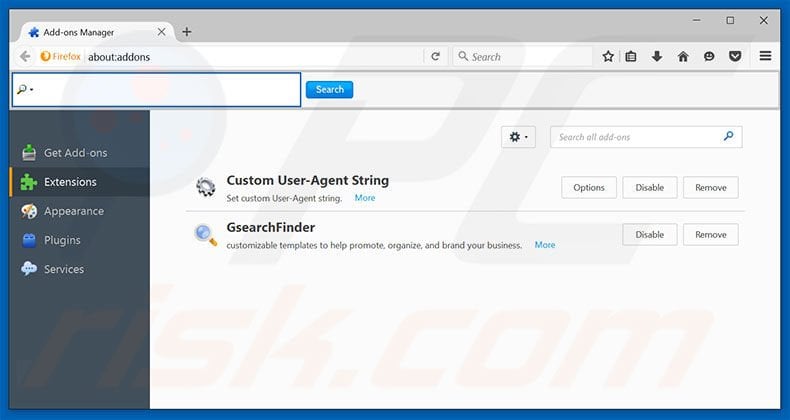 Removing GrizzlyQuiz ads from Mozilla Firefox step 2