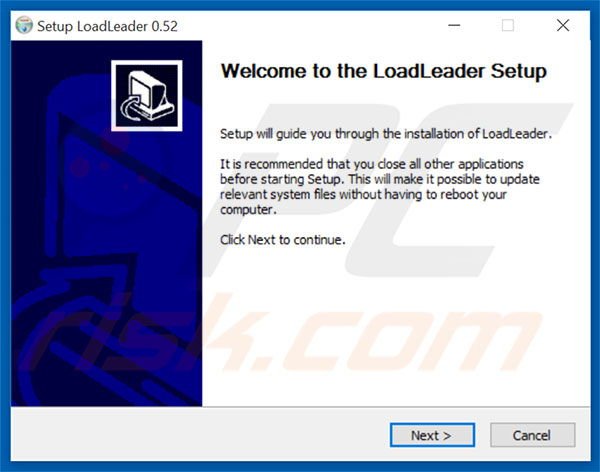Official LoadLeader adware installation setup