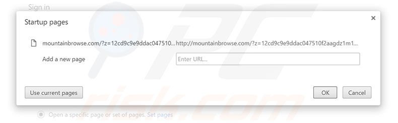 Removing mountainbrowse.com from Google Chrome homepage