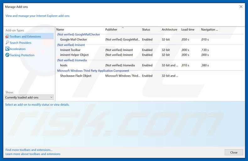 Removing MySafeSavings ads from Internet Explorer step 2