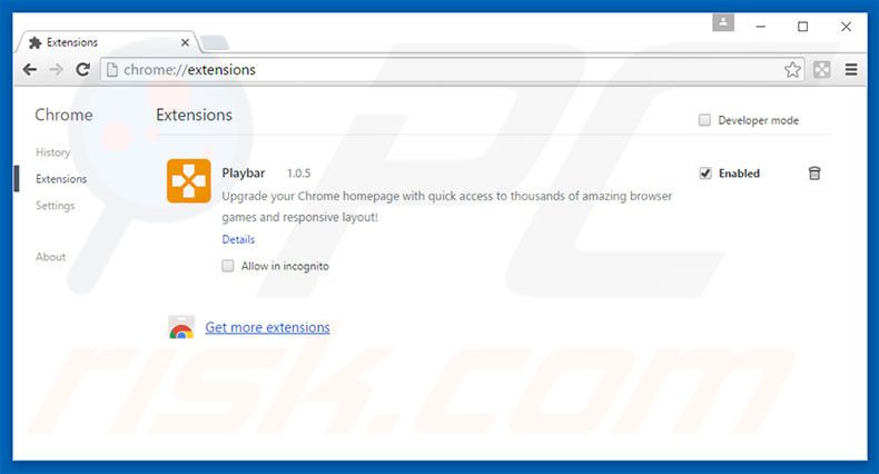 Removing play-bar.net related Google Chrome extensions
