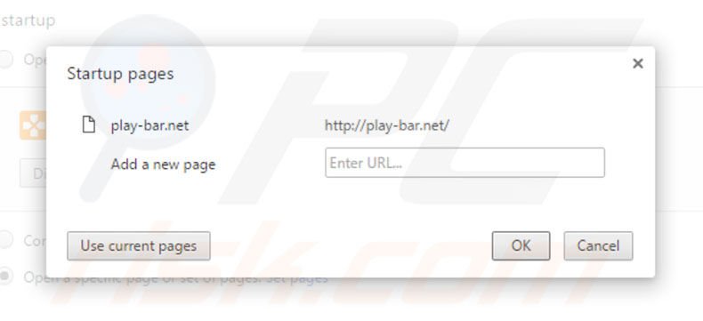 Removing play-bar.net from Google Chrome homepage