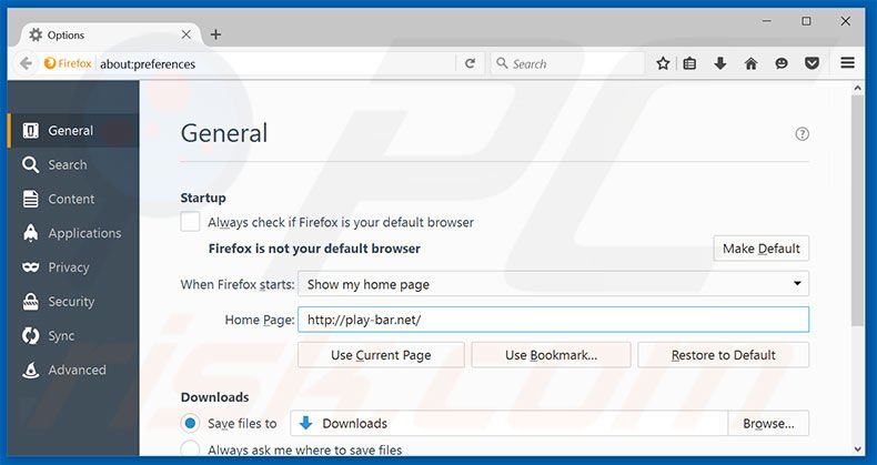 Removing play-bar.net from Mozilla Firefox homepage