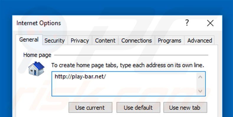 Removing play-bar.net from Internet Explorer homepage