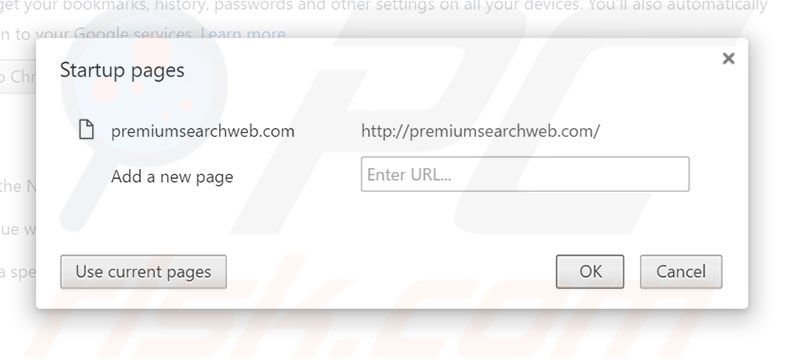 Removing premiumsearchweb.com from Google Chrome homepage
