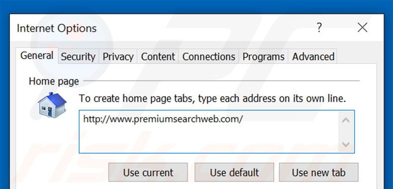 Removing premiumsearchweb.com from Internet Explorer homepage