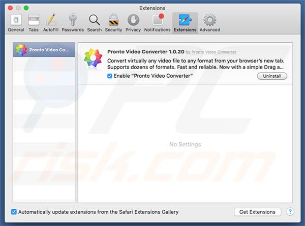 Pronto Video Converter Safari extension