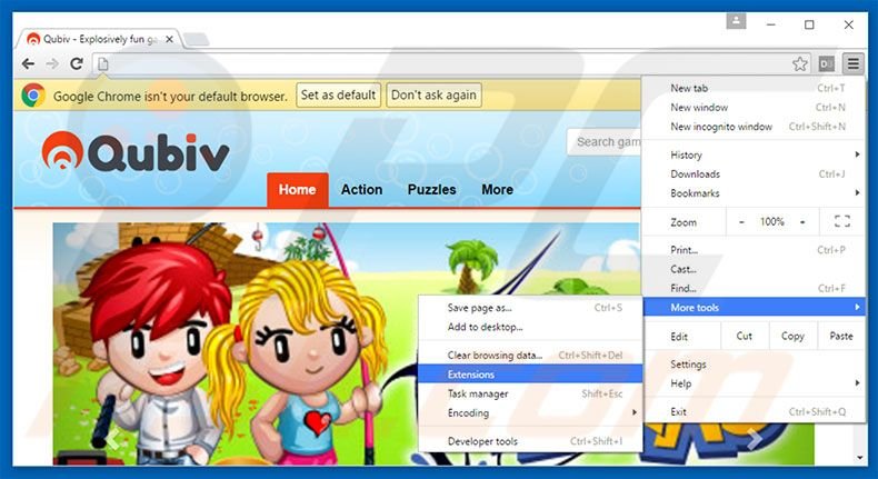 Removing Qubiv  ads from Google Chrome step 1