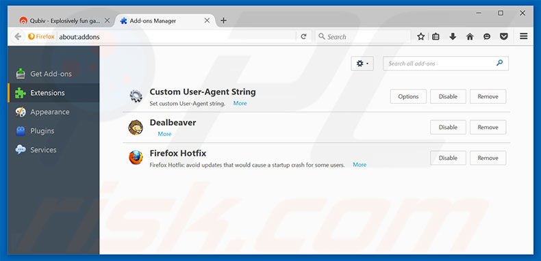 Removing Qubiv ads from Mozilla Firefox step 2