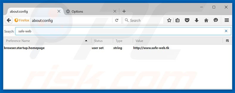 Removing safe-web.tk from Mozilla Firefox default search engine