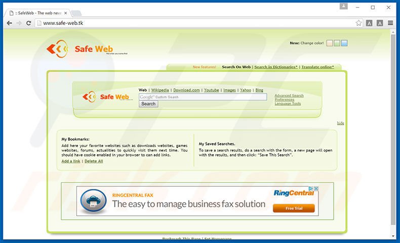safe-web.tk browser hijacker