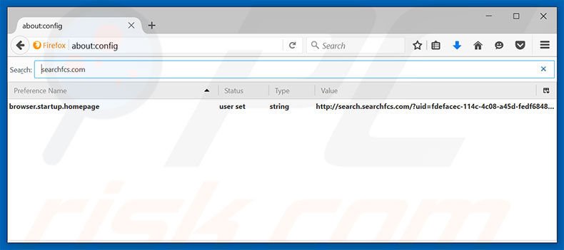 Removing search.searchfcs.com from Mozilla Firefox default search engine