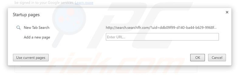 Removing search.searchffr.com from Google Chrome homepage