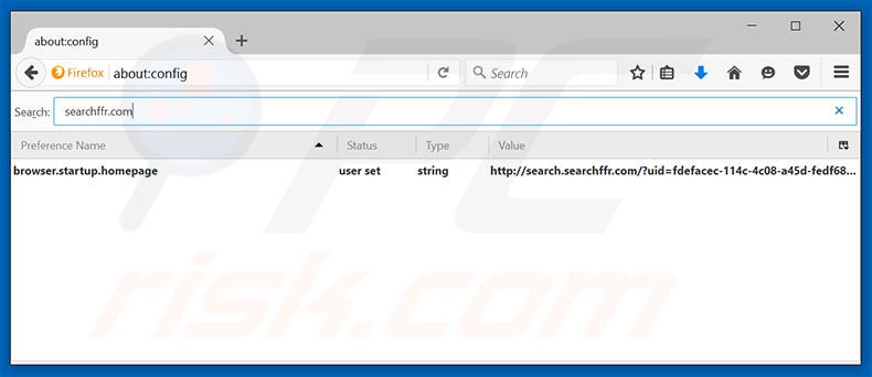 Removing search.searchffr.com from Mozilla Firefox default search engine