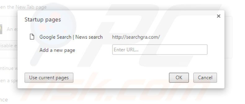 Removing searchgra.com from Google Chrome homepage