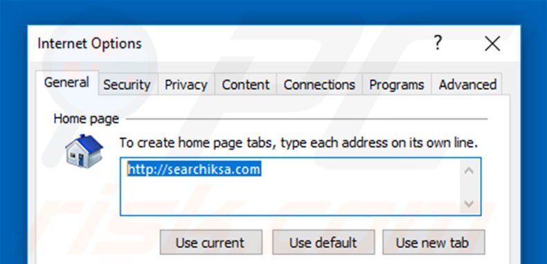 Removing searchiksa.com from Internet Explorer homepage