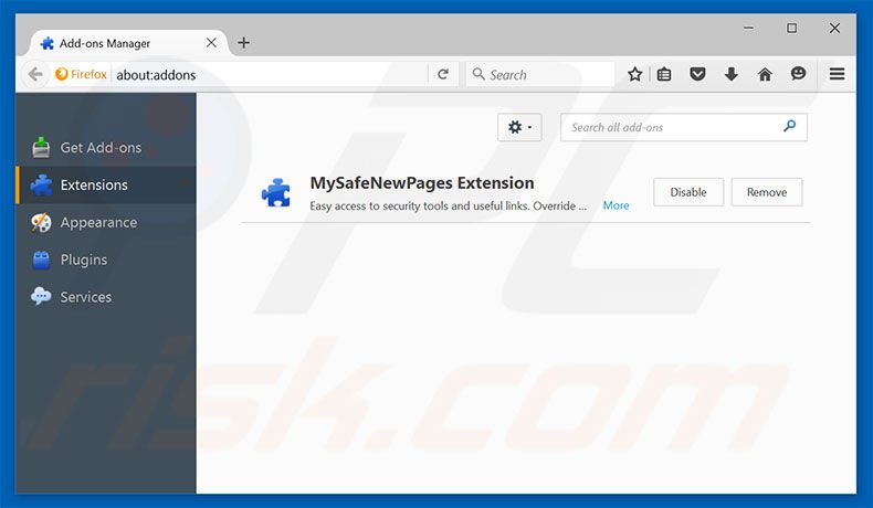 Removing securesearch.co related Mozilla Firefox extensions
