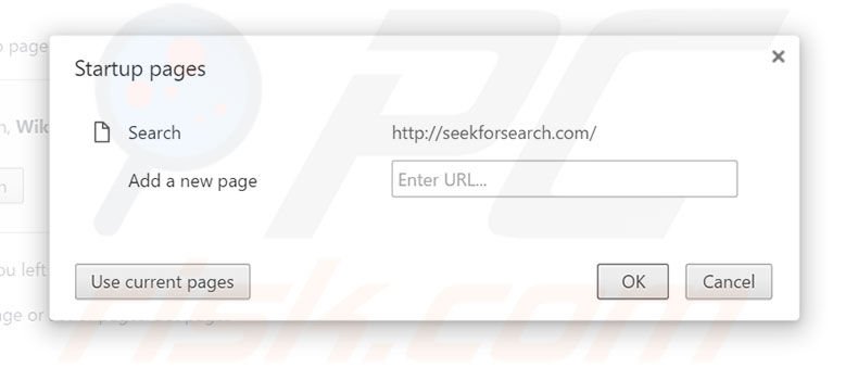 Removing seekforsearch.com from Google Chrome homepage