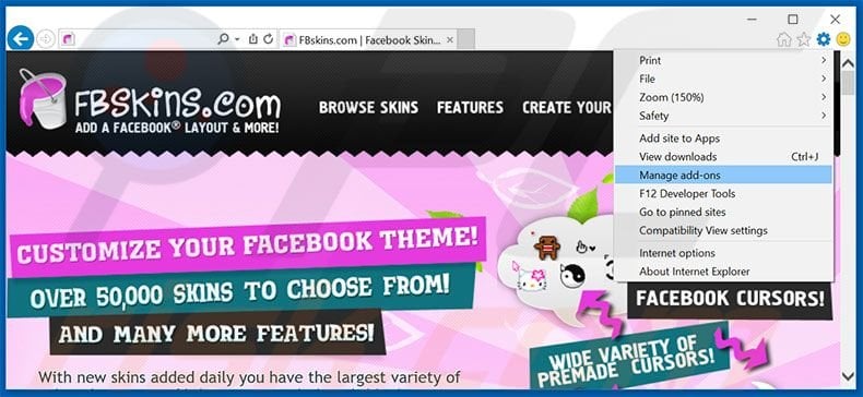 Removing Social Extras ads from Internet Explorer step 1