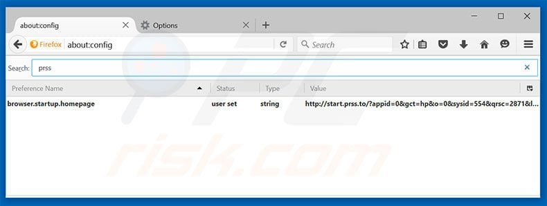 Removing start.prss.to from Mozilla Firefox default search engine