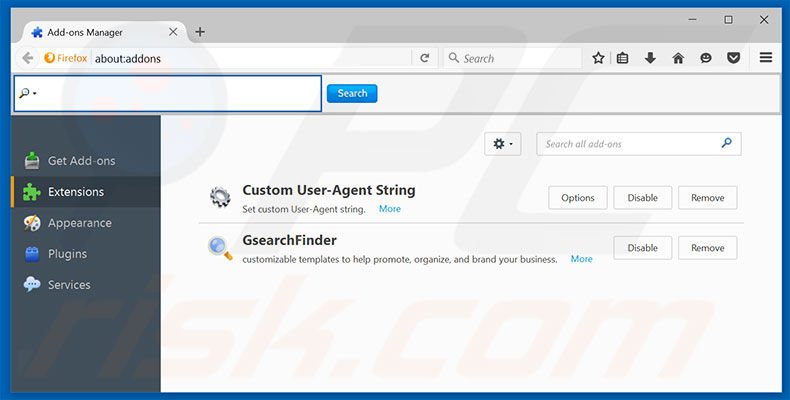 Removing startsearch.org related Mozilla Firefox extensions
