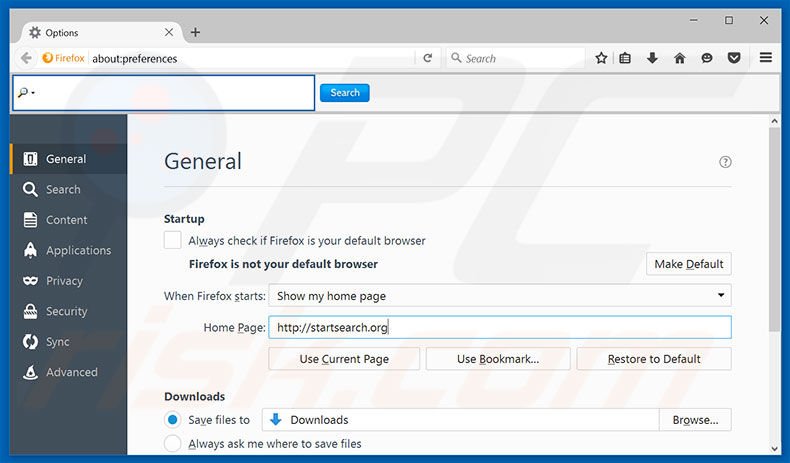 Removing startsearch.org from Mozilla Firefox homepage