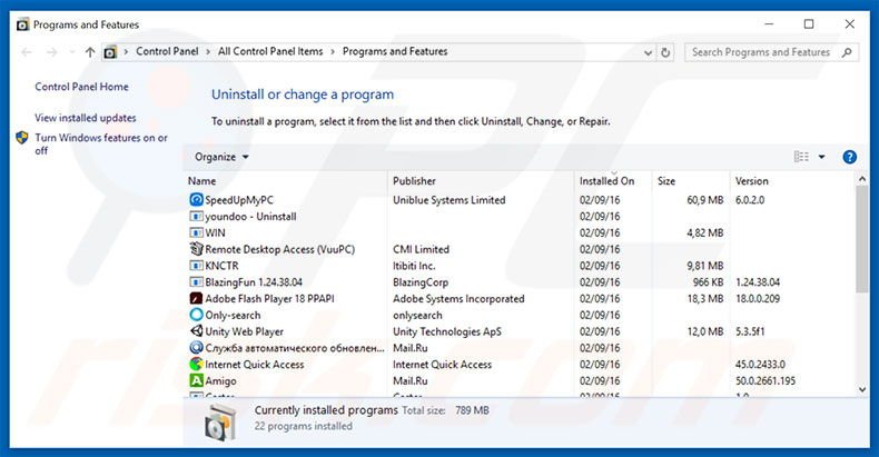 startsearch.org browser hijacker uninstall via Control Panel