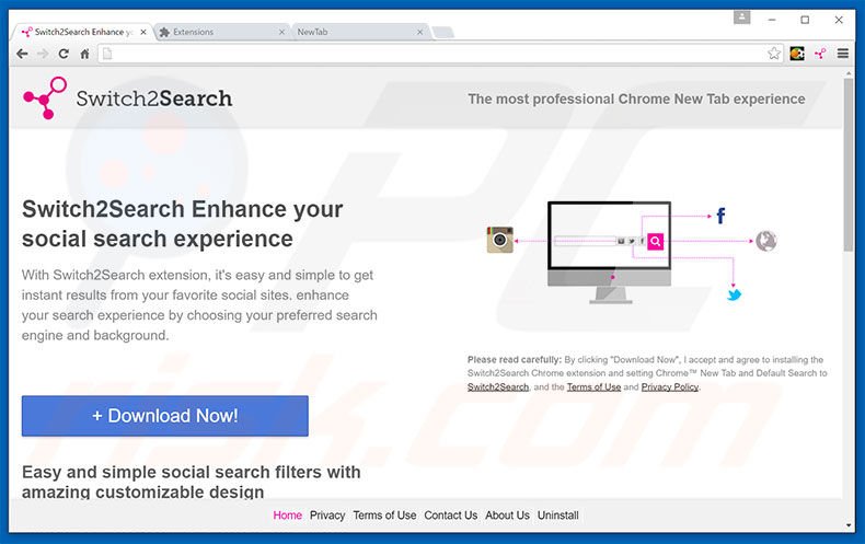 Website used to promote Switch2Search browser hijacker