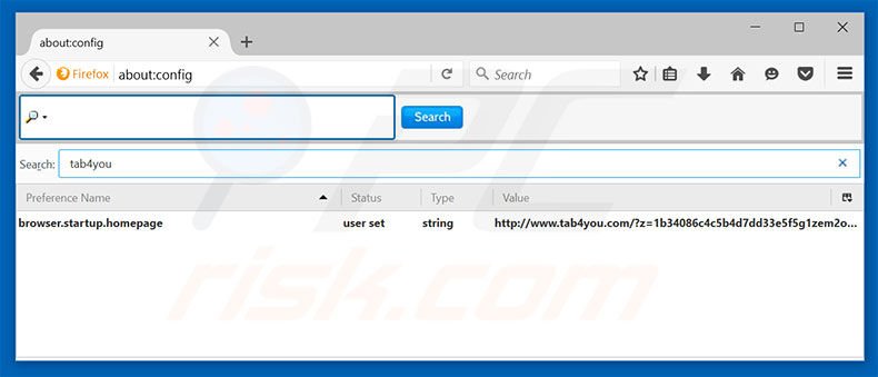 Removing tab4you.com from Mozilla Firefox default search engine
