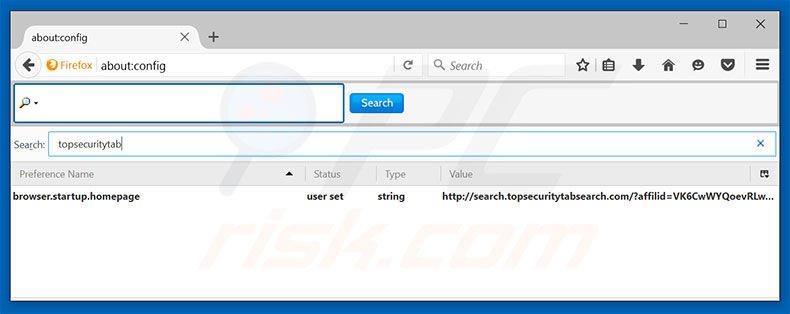 Removing search.topsecuritytabsearch.com from Mozilla Firefox default search engine
