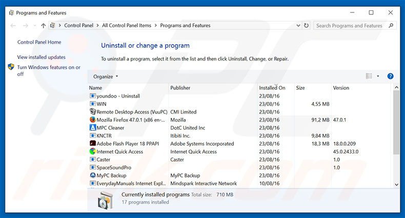 ttczmd.com/i/igsearch.html browser hijacker uninstall via Control Panel