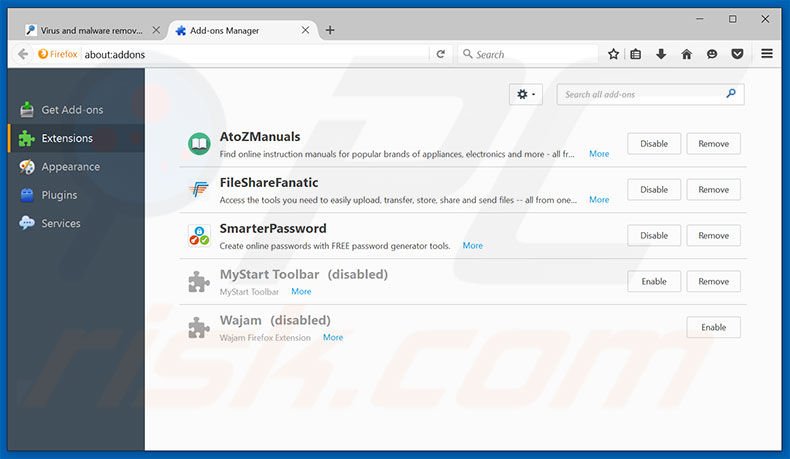 Removing TwitterTime ads from Mozilla Firefox step 2