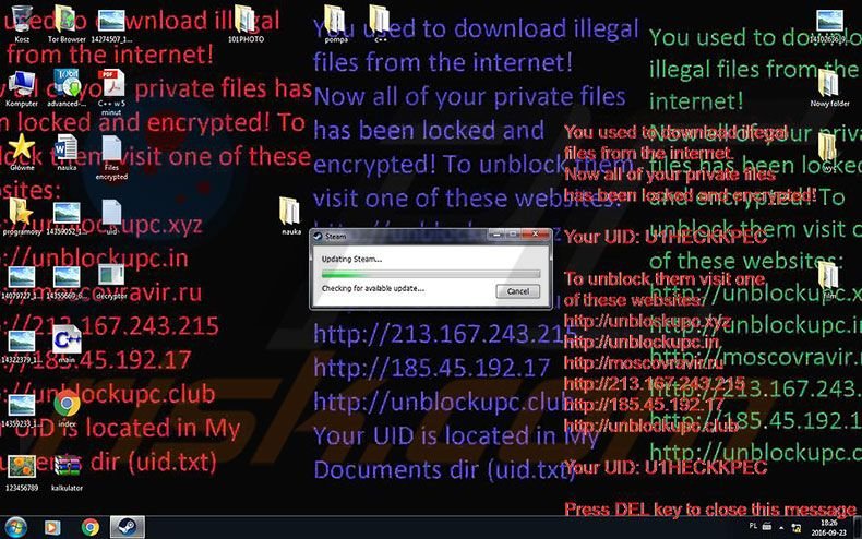Unblockupc ransomware desktop wallpaper