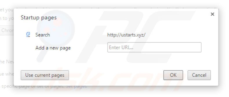 Removing ustarts.xyz from Google Chrome homepage
