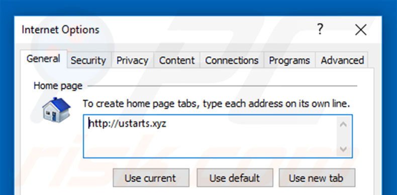 Removing ustarts.xyz from Internet Explorer homepage
