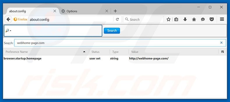 Removing webhome-page.com from Mozilla Firefox default search engine