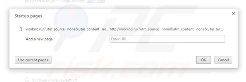 Removing workno.ru from Google Chrome homepage