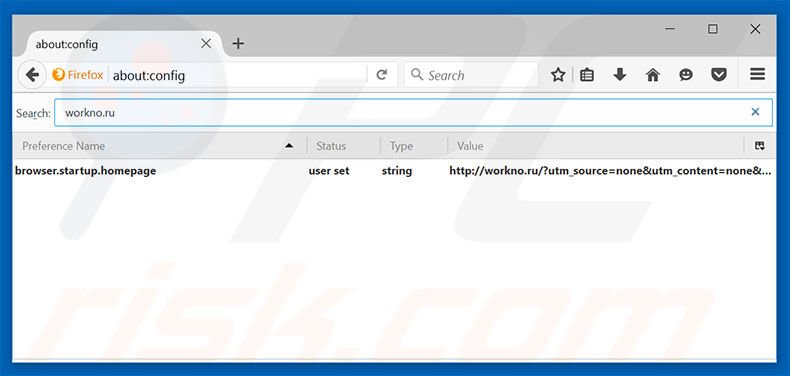 Removing workno.ru from Mozilla Firefox default search engine