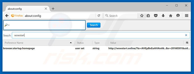 Removing wowstart.online from Mozilla Firefox default search engine