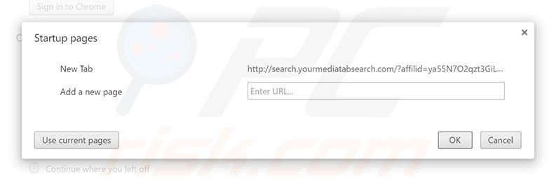 Removing search.yourmediatabsearch.com from Google Chrome homepage