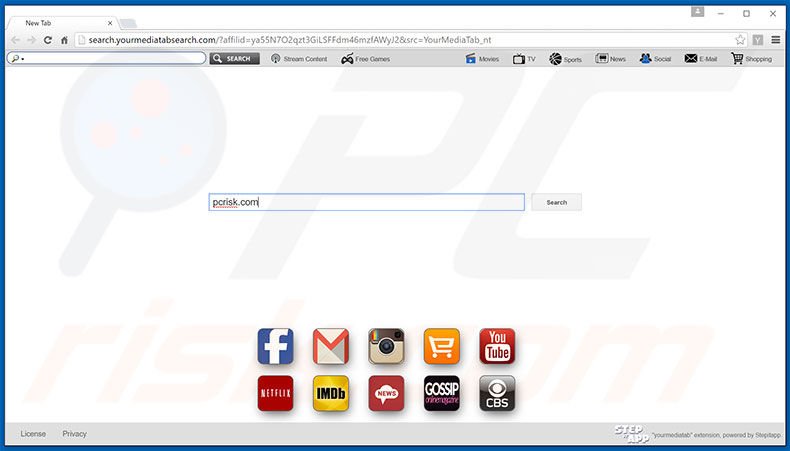 search.yourmediatabsearch.com browser hijacker