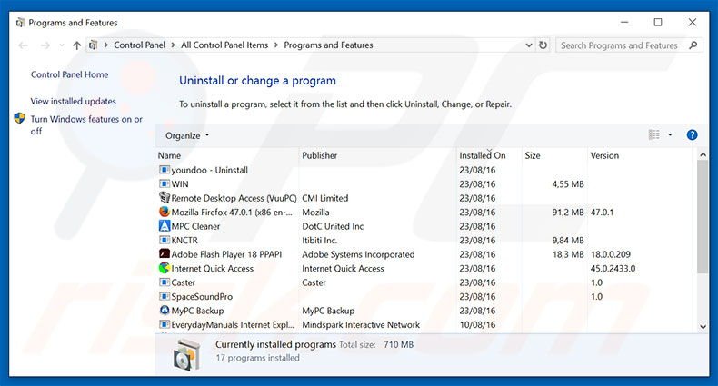 search.yourmediatabsearch.com browser hijacker uninstall via Control Panel