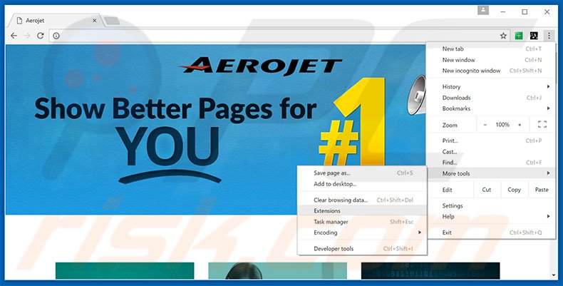 Removing Aerojet  ads from Google Chrome step 1
