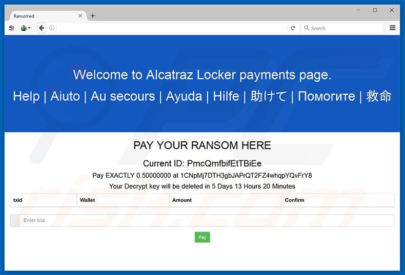 Alcatraz Locker ransomware website