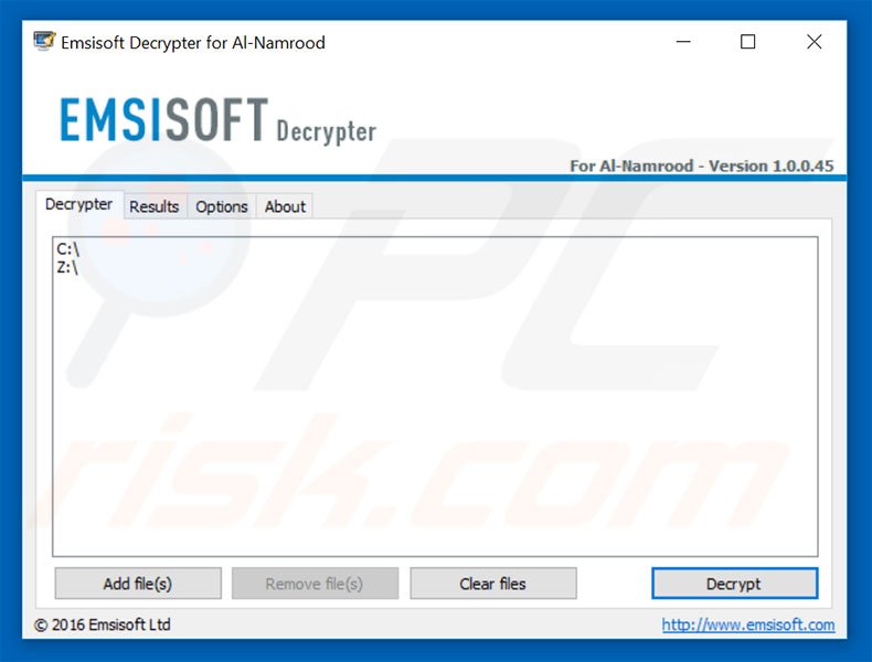Al-Namrood ransomware decrypter