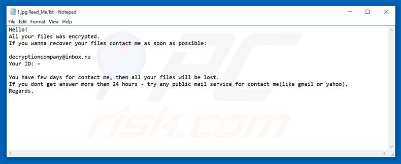Al-Namrood ransomware ransom note ([encrypted_file_name.extension]_Read_Me.Txt)